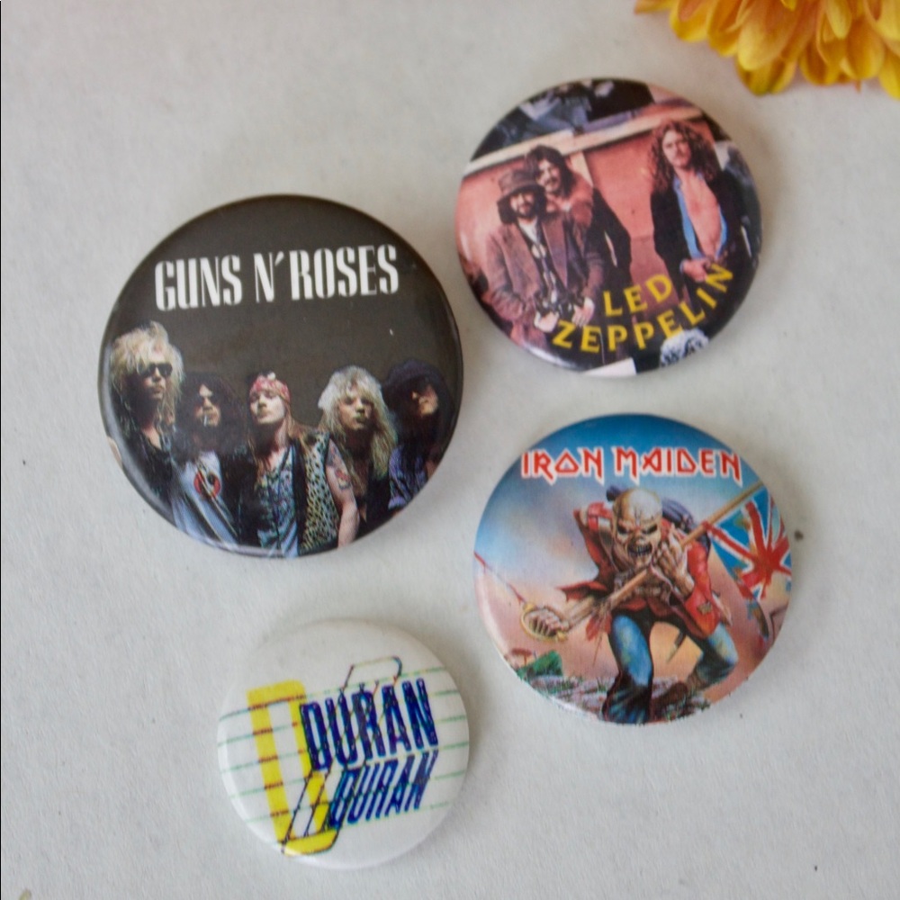 Set of 4 vintage band pins